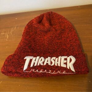 Thrasher Magazine Men’s Red Marled Knit Beanie with White Logo